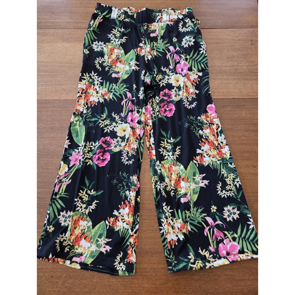 Gili Floral Wide Leg Pants Women's M Got‎ It Love It Belt Loops Tropical